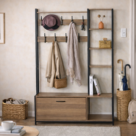 Manti meuble d'entrée 182x120cm noyer et noir