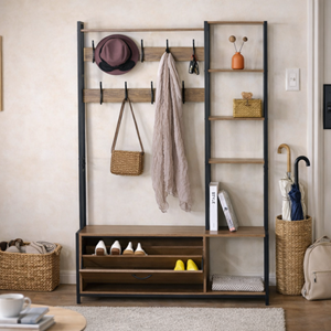 Manti meuble d'entrée 182x120cm noyer et noir