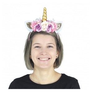 Serre tete licorne paillette a fleurs
