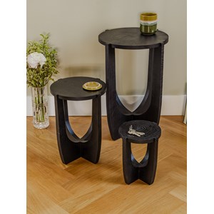 3 tables d'appoint en bois noir n°823