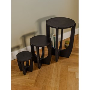 3 tables d'appoint en bois noir n°823