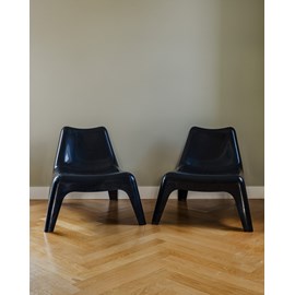 Paire de chaises ikea en plastique noir n°1293