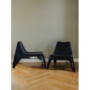 Paire de chaises ikea en plastique noir n°1293