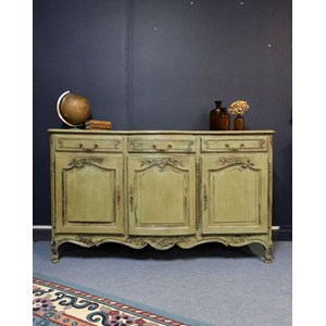 Grand buffet en bois vert patiné n°693