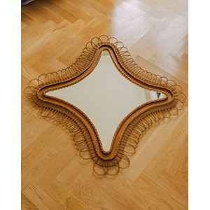 Miroir vintage en rotin n°1003