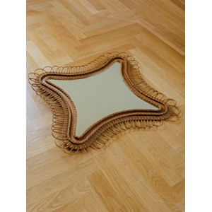 Miroir vintage en rotin n°1003