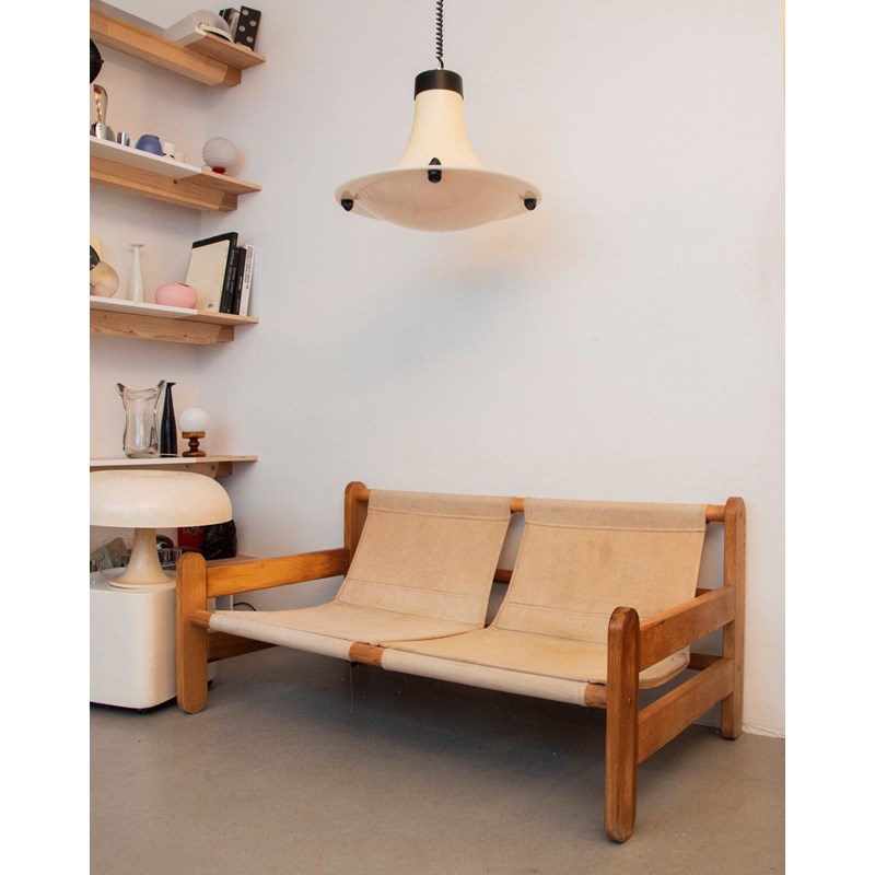 Clara, la banquette en pin et tissu n°72