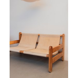 Clara, la banquette en pin et tissu n°72