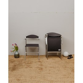 Lot de 6 chaises chromées en cuir noir n°1294