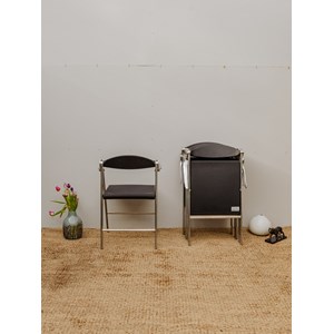 Lot de 6 chaises chromées en cuir noir n°1294