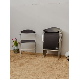 Lot de 6 chaises chromées en cuir noir n°1294