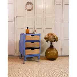 Meuble à tiroirs en métal et bois n°60