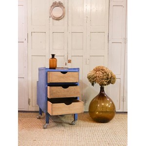 Meuble à tiroirs en métal et bois n°60