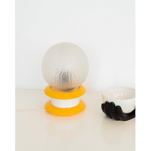 Lampe en verre jaune et blanche n°813