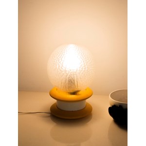 Lampe en verre jaune et blanche n°813