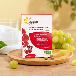 Vigne rouge, cassis, marc de raisin - circulation pour des jambes légères