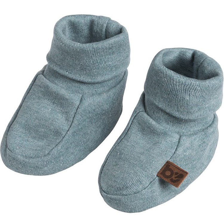 Chaussons bébé en coton bio melange stonegreen (0-3 mois)