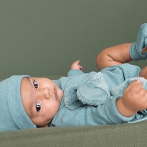 Chaussons bébé en coton bio melange stonegreen (0-3 mois)