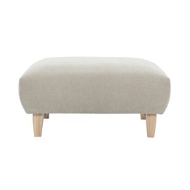 Pouf repose-pieds en tissu chenille beige et bois clair l75 cm bastille