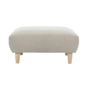 Pouf repose-pieds en tissu chenille beige et bois clair l75 cm bastille