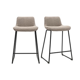 Tabourets de bar en tissu taupe et métal noir h65 cm (lot de 2) boost