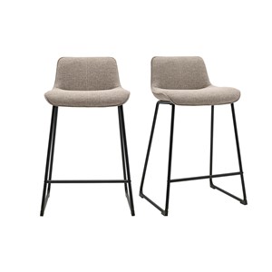 Tabourets de bar en tissu taupe et métal noir h65 cm (lot de 2) boost