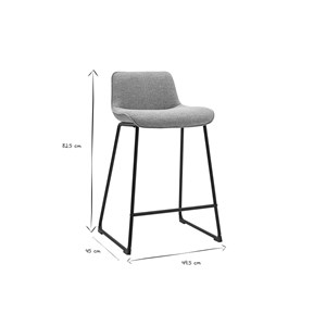 Tabourets de bar en tissu taupe et métal noir h65 cm (lot de 2) boost