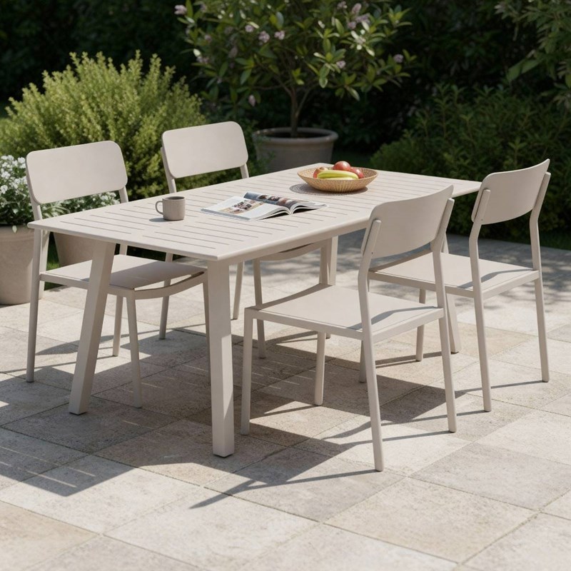 Made In Meubles - Table de jardin taupe