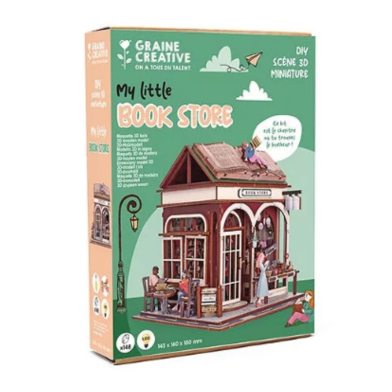 Maquette 3d en bois - vitrine book store
