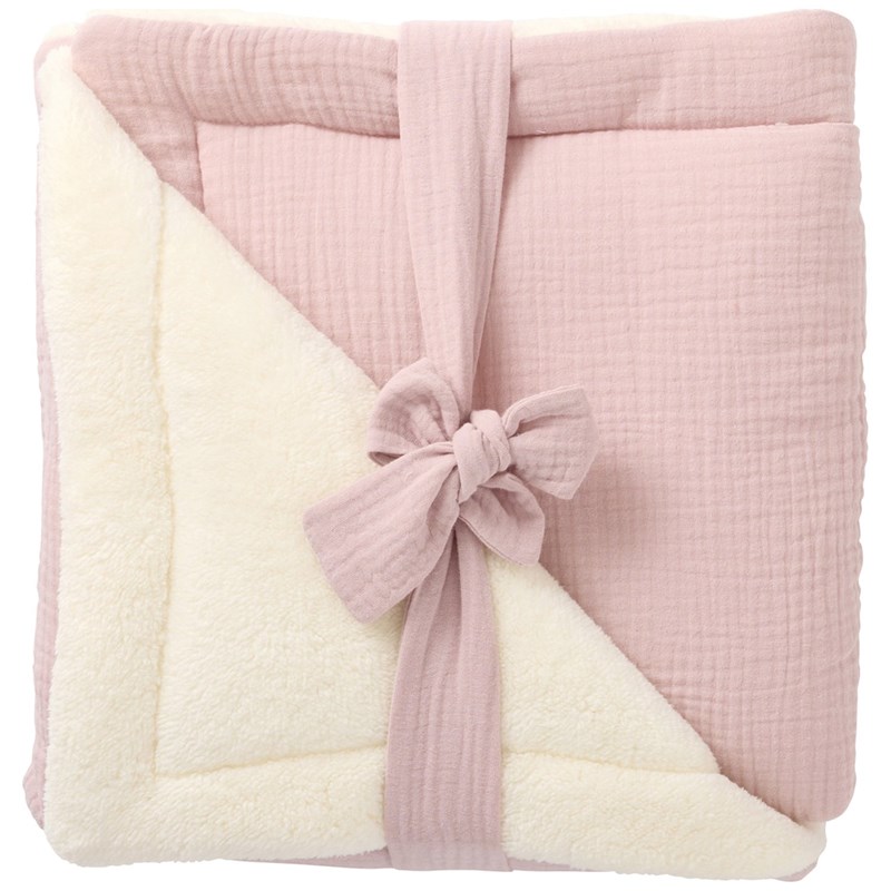 Couverture peluche double gaze et microfibre pétale (70 x 100 cm)