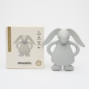 Lapin de dentition en caoutchouc naturel gris