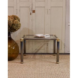 Table basse en verre et chrome n°826