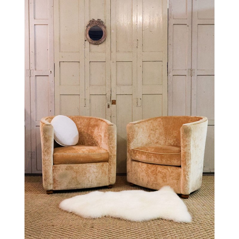 Paire de fauteuils en velours art déco n°873