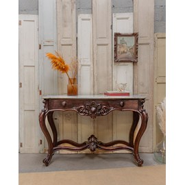 Grande console en bois et marbre n°705