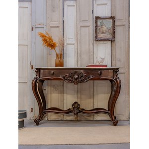 Grande console en bois et marbre n°705