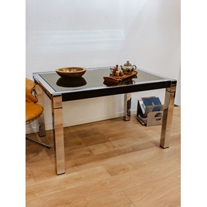 Table à manger en verre et chromée n°1078