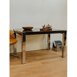 Table à manger en verre et chromée n°1078