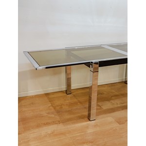 Table à manger en verre et chromée n°1078
