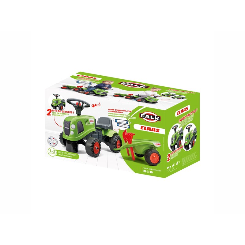 Porteur enfant tracteur claas avec remorque 1 à 3 ans - falk