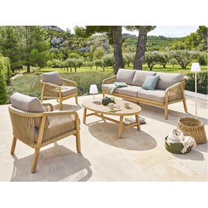 Salon de jardin en bois d'acacia papouasie - 5 places - hespéride