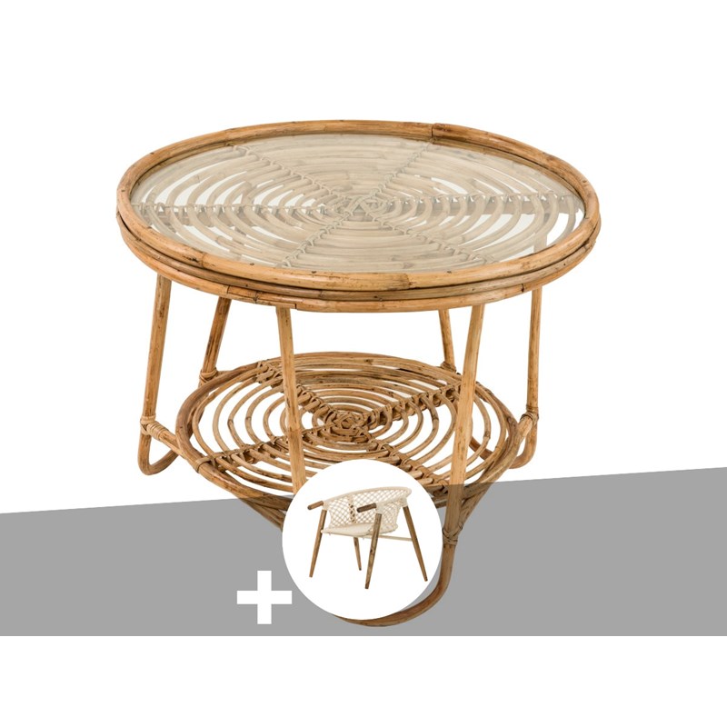 Ensemble salon de jardin bohème, fauteuil en macramé + table basse - jardiline
