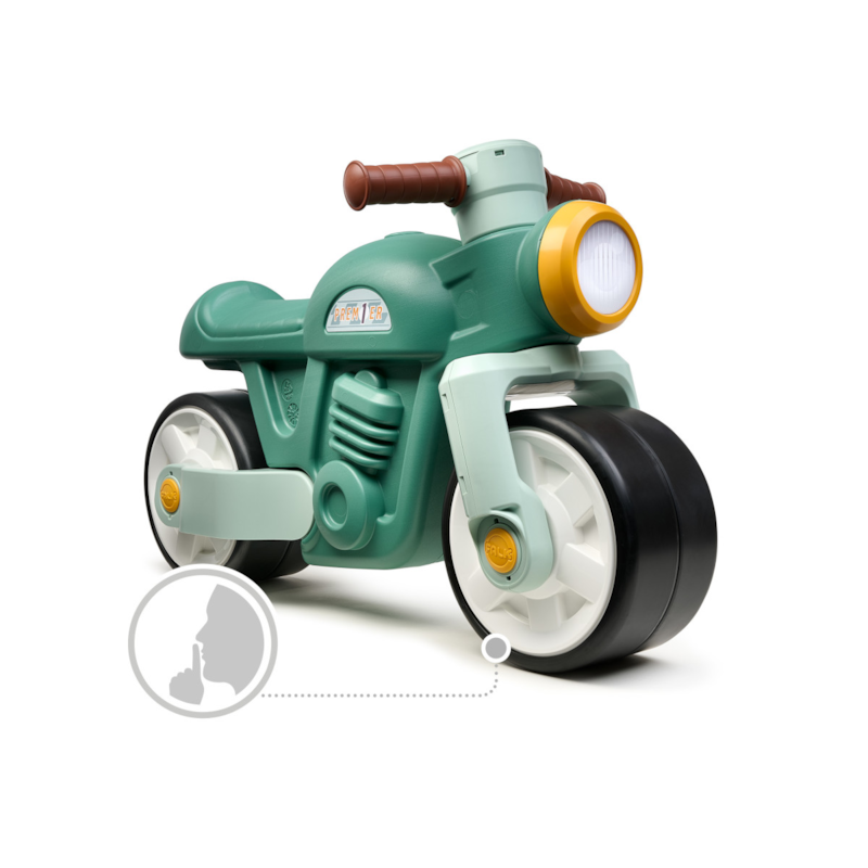 Falk - Draisienne vintage moto verte avec larges roues silencieuses 1 à 3 ans - falk