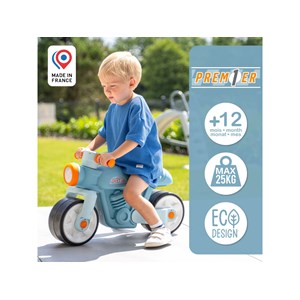 Draisienne vintage moto bleue avec larges roues silencieuses 1 à 3 ans - falk