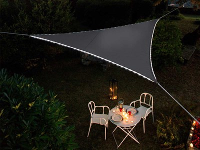 Voile d'ombrage triangulaire leds solaires 3,6 x 3,6 x 3,6 m ardoise - jardiline