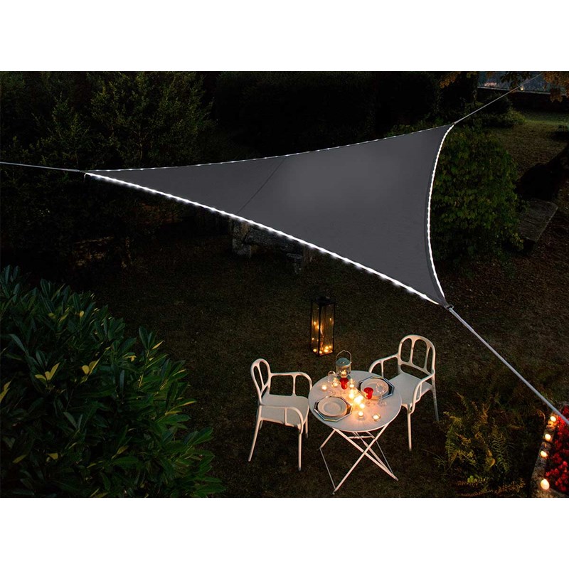 Voile d'ombrage triangulaire leds solaires 3,6 x 3,6 x 3,6 m ardoise - jardiline