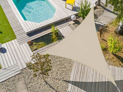 Voile d'ombrage triangulaire flex 5 x 5 x 5 m - ivoire - jardiline