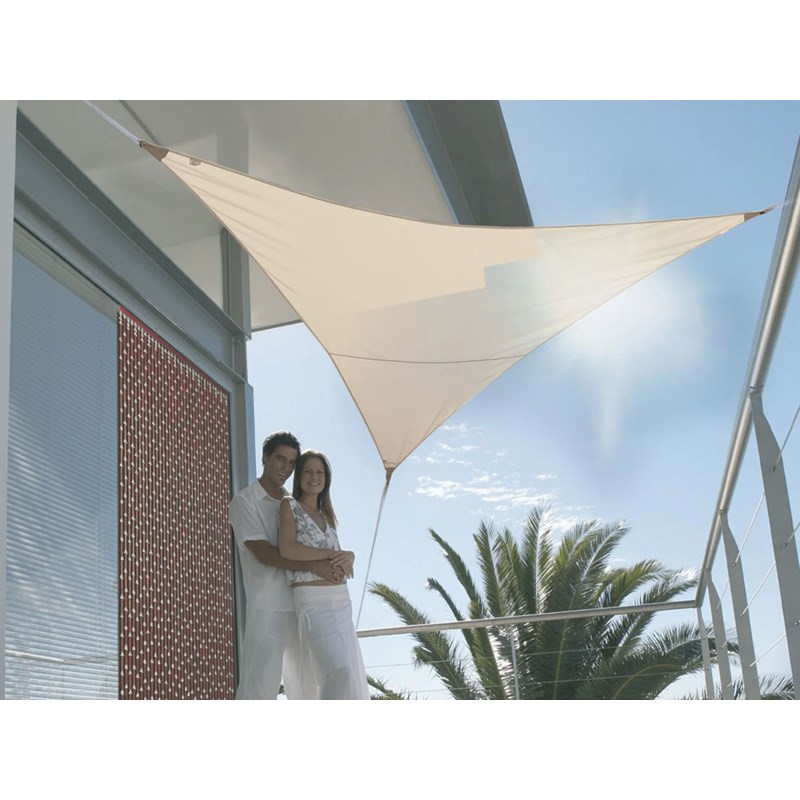 Voile d'ombrage triangulaire serenity 5 x 5 x 5 m - sable - jardiline