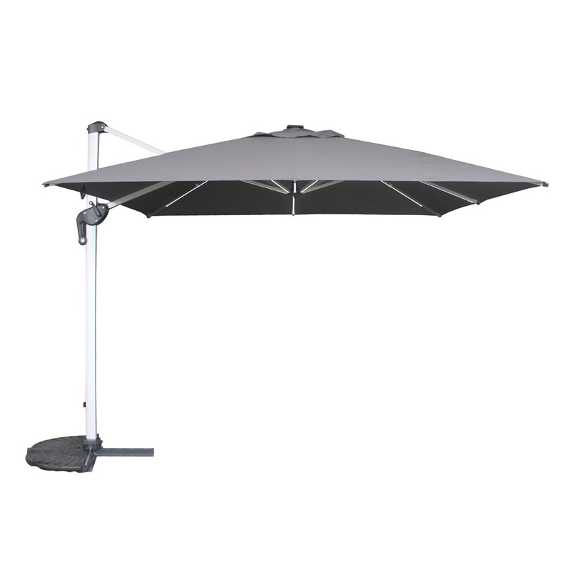 Parasol déporté droit carré equador ardoise avec led 3 x 3 m - hespéride