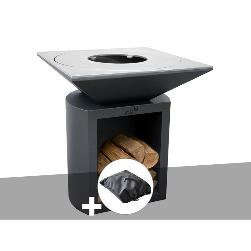 Artiss Design - Brasero g2 graphite plaque acier carbone + housse de protection - artiss