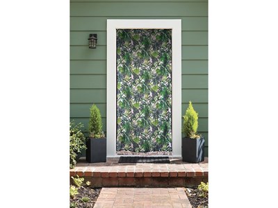 Rideau de porte moustiquaire en toile feuilles tropicales 140 x 225 cm - morel